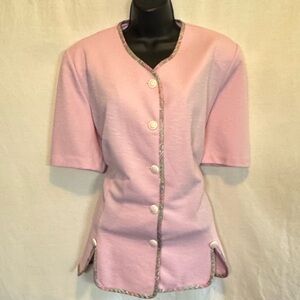 F-22 Pablo Collection PLUS‎ SIZE 16 Vintage Pink Short Sleeve Suit Jacket
